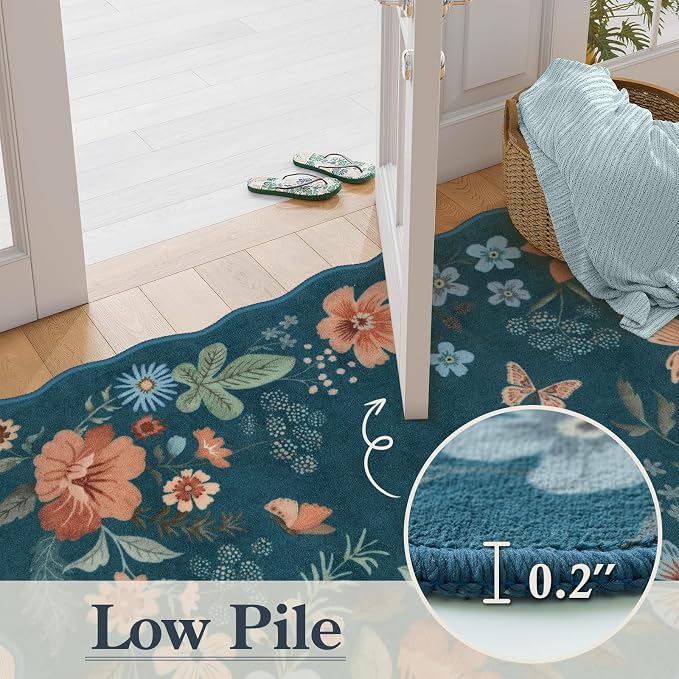 Lahome Floral Washable Area Rug, Ultra-Thin Soft Non-Slip Stain Resistant - Image 5