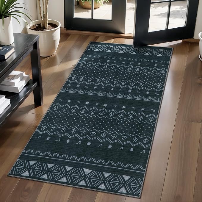 SERISSA 2x4 Rugs for Entryway, Washable Non-Slip Grey Small Runner Rug by SERISSAHomeDecorCollection