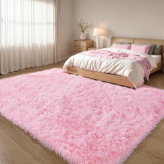 Pink Fluffy 4x6 Area Rugs for Bedroom Girls, Soft Washable Fuzzy Furry Shag Rug - Image 6