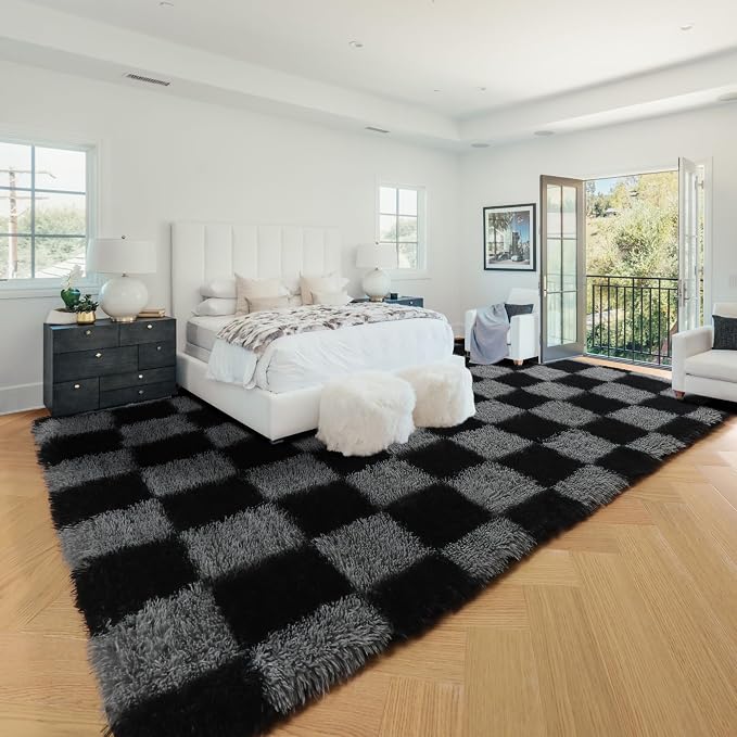 KICMOR 6x9 Area Rugs for Living Room, Large Fluffy Soft Black and Grey - Image 7