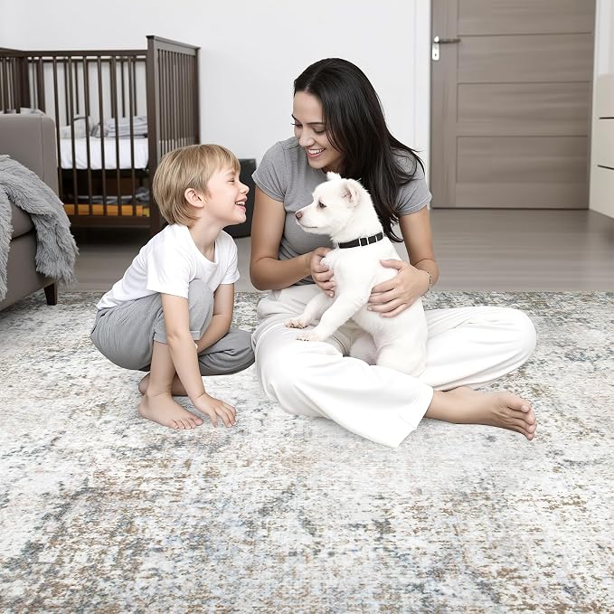Washable Area Rug 3x5 Entryway Rug: Washable Modern Abstract Soft Thin Rug - Image 8