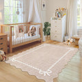 GarveeHome Scalloped Bow Rug for Living Room, Solid Camel Rug for Dorm by GarveeHome
