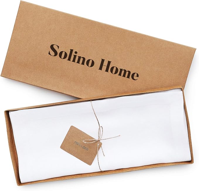 Solino Home 100% Pure Linen Table Runner White, Fete 14 x 144 Inch Long | Table - Image 5