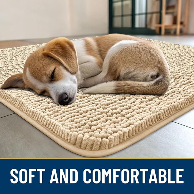 Smiry Dog Door Mat for Muddy Paws 47x20, Absorbent Dirt Trapper, Non-Slip - Image 2