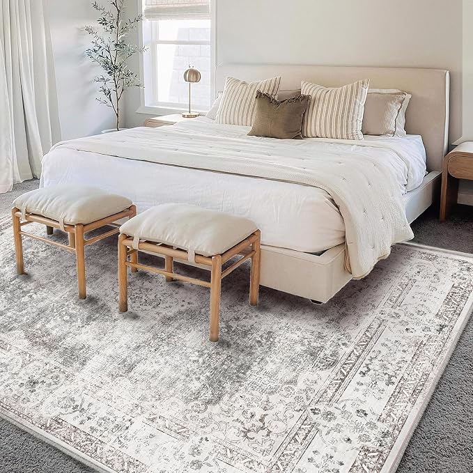 CHAMPLANT Area Rug 6'x9' Washable Vintage Traditional Floor Cover Thin Retro - Image 2