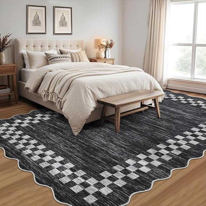 GarveeHome Washable Rug 5x7 for Living Room Large Bedroom Scalloped Rug Non - Image 2