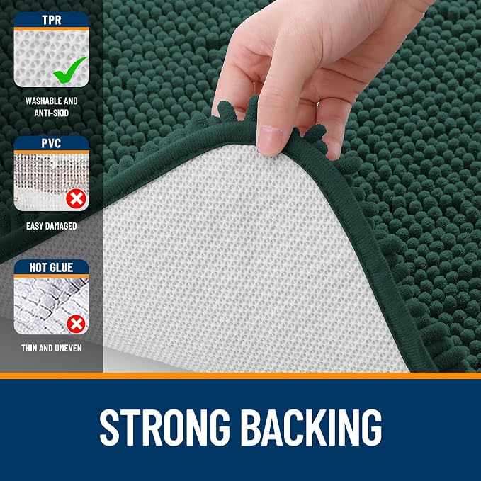 OLANLY Small Bathroom Rugs 24x16, Soft Absorbent Chenille Bath Rugs, Rubber - Image 6