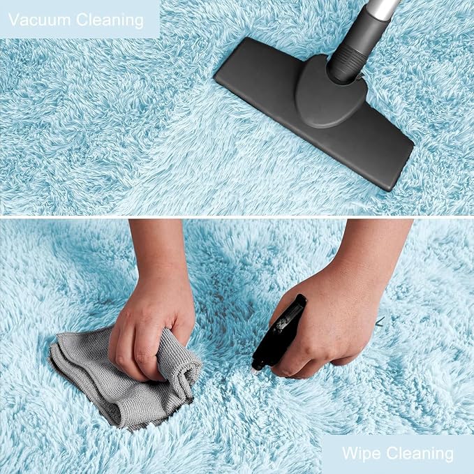 YJ.GWL Area Rugs for Living Room Bedroom, 6x9 Machine Washable Large Light Blue - Image 4