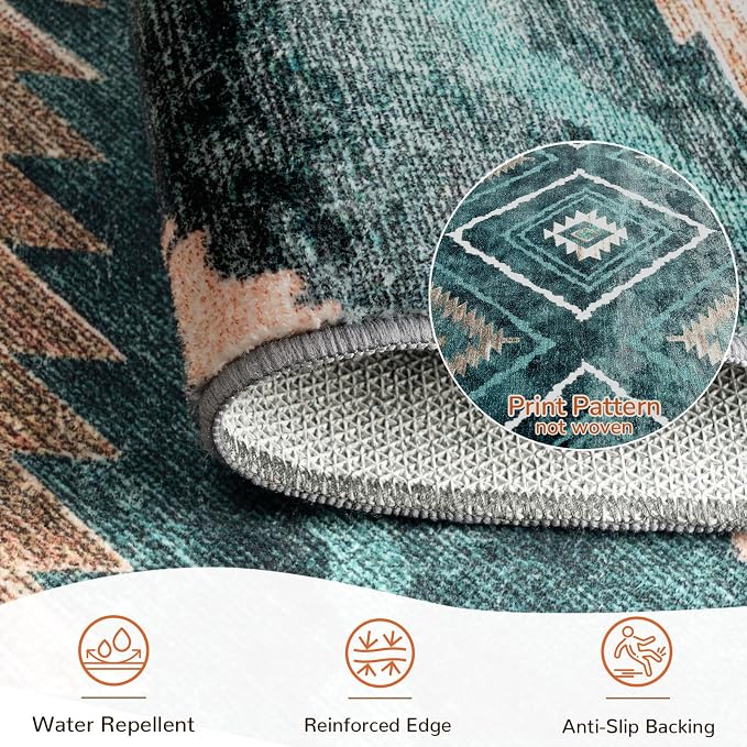 BESTSWEETIE Area Rug 2x6 Rug Machine Washable Non-Slip Low Pile Print Pattern - Image 5