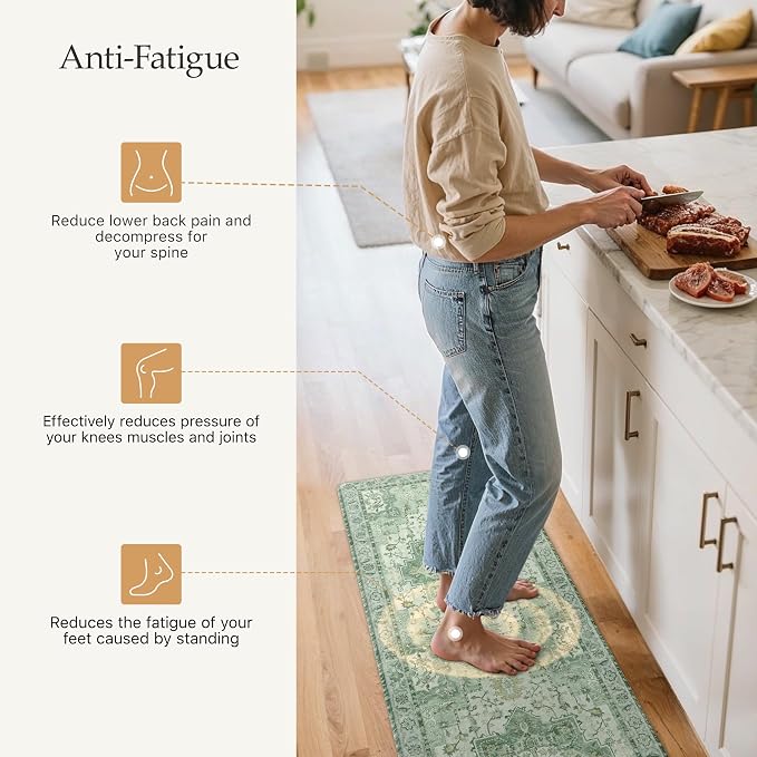 GENIMO Kitchen Mats for Floor 2PCs, Washable Anti Fatigue Mat for Cushioned - Image 3