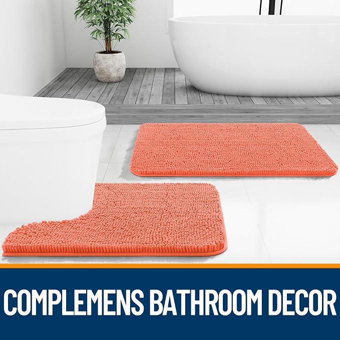 OLANLY Toilet Rugs U-Shaped 24x20, Extra Soft Absorbent Chenille Contour - Image 7