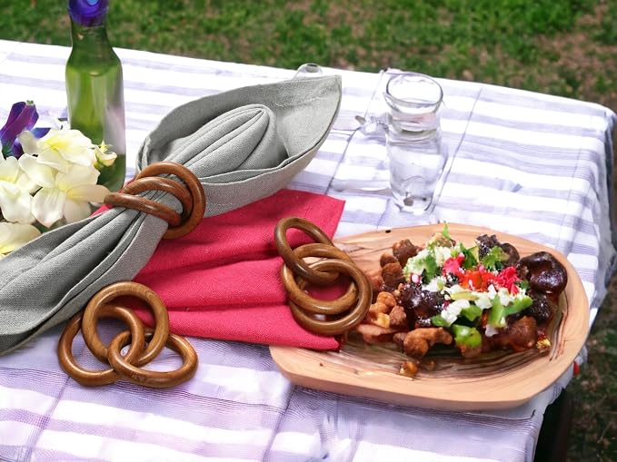 ALPHA Living HOME Wooden Napkin Rings Set of 12 - Image 4