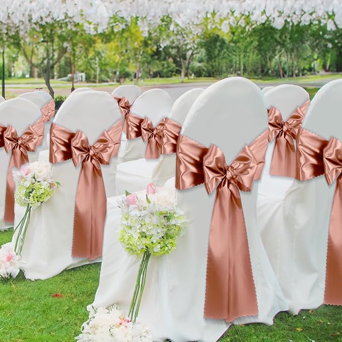 VACVELT Rose Gold Satin Table Runners, 12x72 Inch, 6 Pack, Scalloped Edge | - Image 4