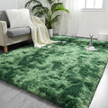 FlyDOIT Large Area Rugs for Living Room, 4x6 Feet Tie-Dyed Green Shaggy Rug by FlyDOIT