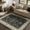RELEANY Area Rugs 4'x5' Washable Non-Slip, Floral Vintage Distress Medallion by RELEANY
