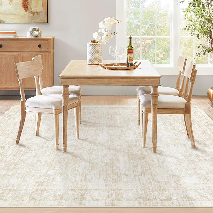 5x7 Area Rugs for Living Room: Washable Vintage Floral Rug Low Pile Non-Slip - Image 6