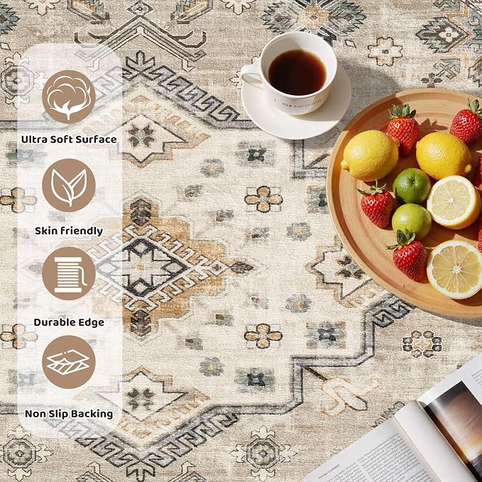 8ft Round Vintage Living Room Area Rug - Image 3