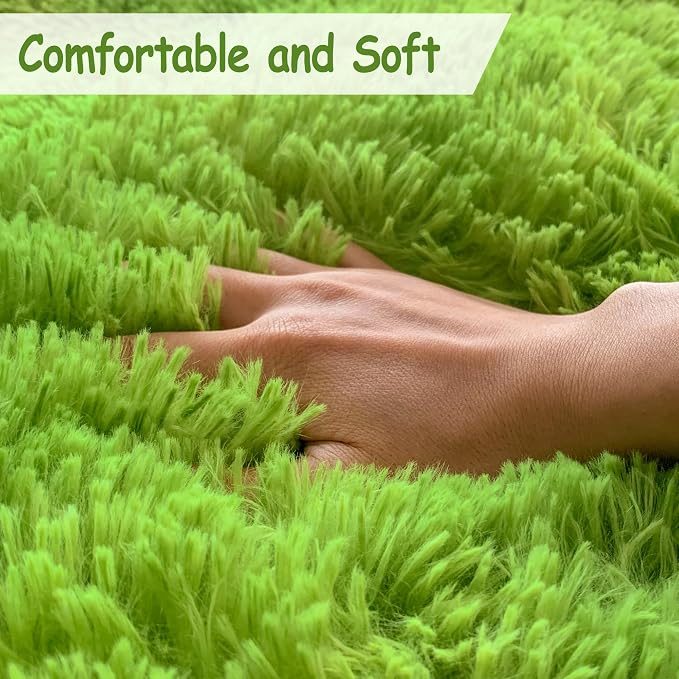 2x5 Feet Tie-Dye Green Shag Fluffy Rug - Image 5