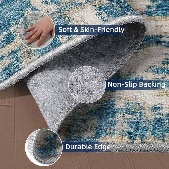 2x10 Runner Rug Non-Slip，Modern Abstract 10ft Washable Runner Rugs - Image 4