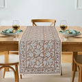 Oak Brown Hand Block Print 100% Cotton Reusable Table Runner 16" X 90" Inches by Ridhi