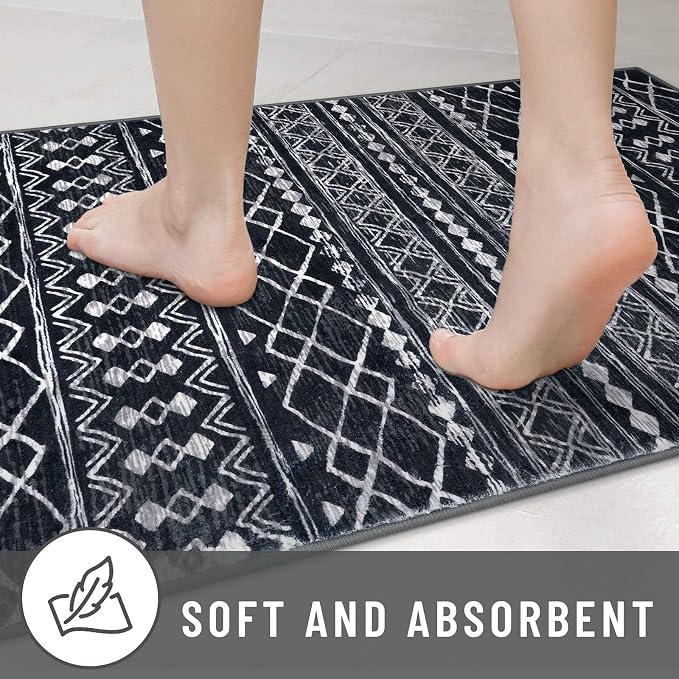 KUTA Boho Runners for Hallways 2x8 Black Moroccan Washable Runner Rug Non-Slip - Image 8