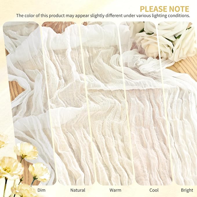 18 Pack Cheesecloth Table Runner 10FT Ivory White Table Runner Boho Gauze - Image 7