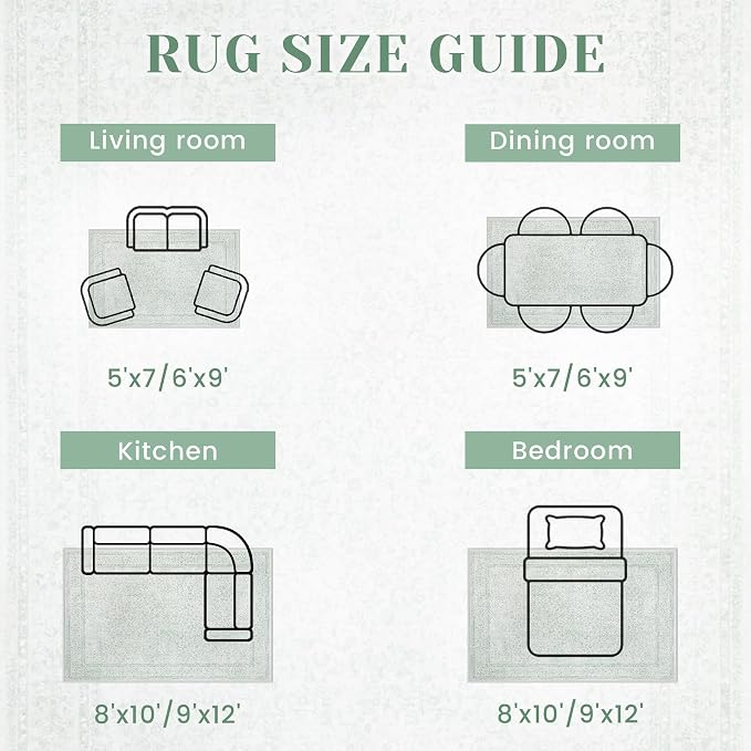 6x9 Area Rugs for Living Room: Washable Vintage Floral Rug Low Pile Non-Slip - Image 7
