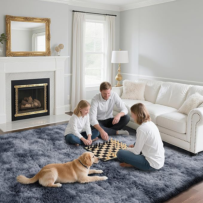 yongyangjuxin Fluffy Rug Shag Area Rug, Mottling Dark Grey 8x10 Area Rugs - Image 4