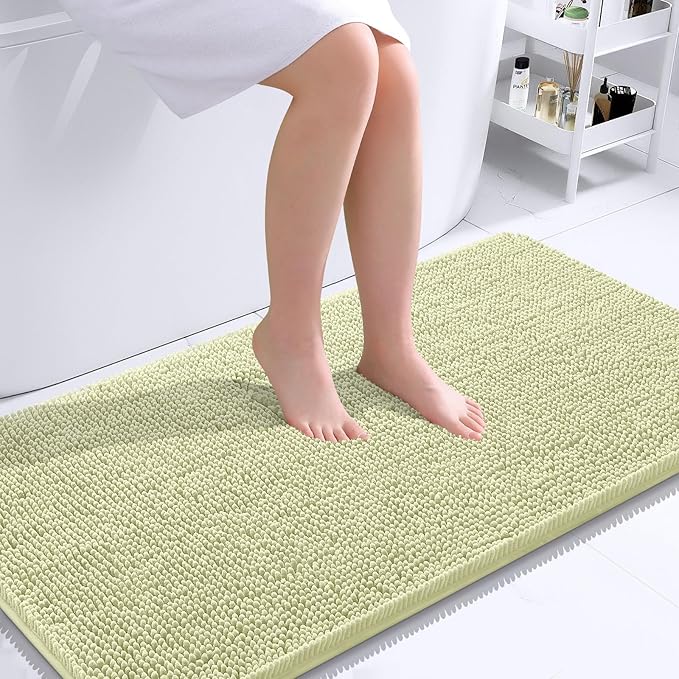 OLANLY Bathroom Runner Rugs 44x24, Soft Absorbent Chenille Bath Rugs, Rubber - Image 2
