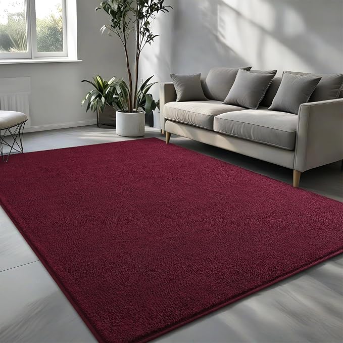 Pettop 5x7 ft Burgundy Red Area Rugs - Image 2