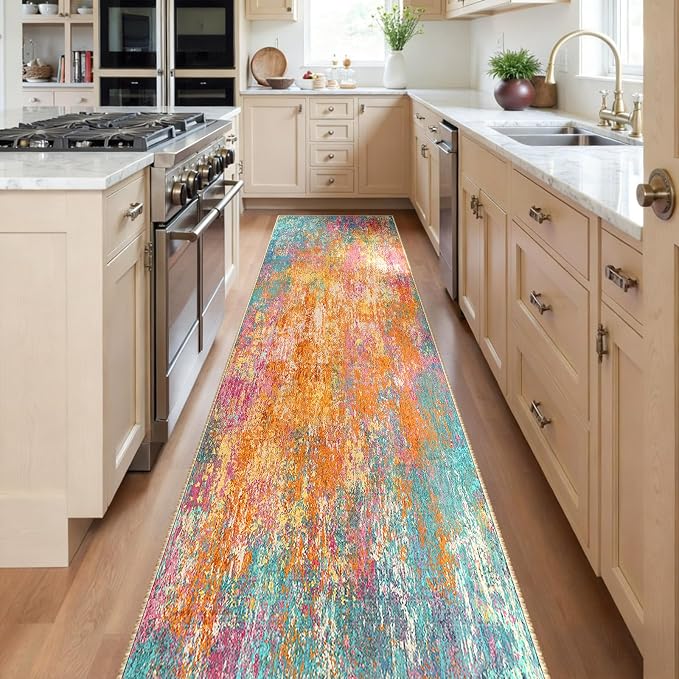 RELEANY Washable Area Rugs 2'x10' Non-Slip Modern Abstract Soft - Image 2