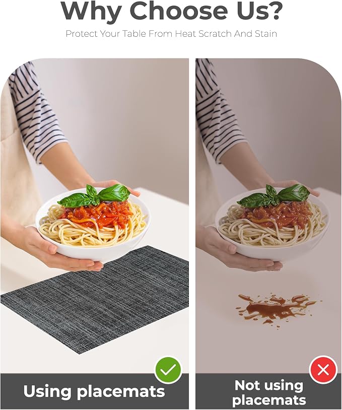 Leetaltree Black and Grey Woven Placemats Set of 6 - Image 8