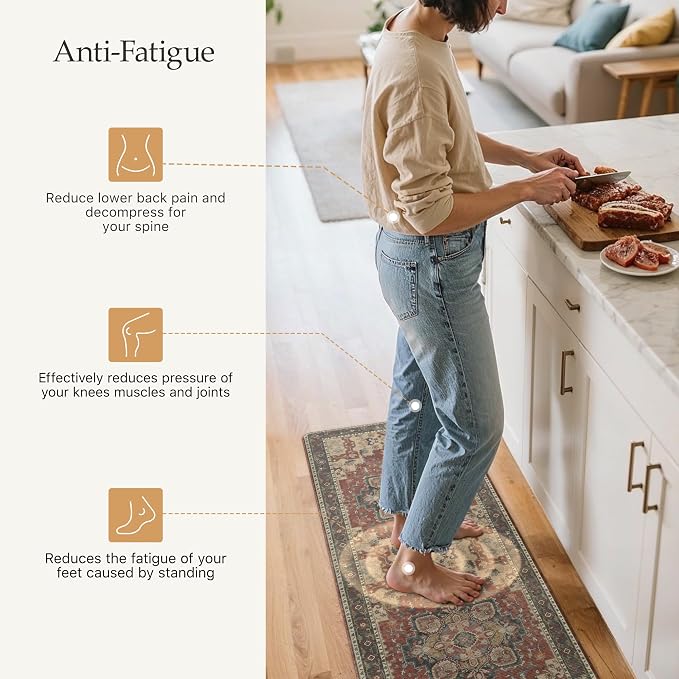 GENIMO Kitchen Mats for Floor 2PCs, Washable Anti Fatigue Mat for Cushioned - Image 3