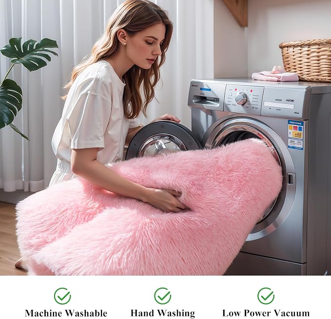 Pink Fluffy 8x10 Large Area Rugs - Image 5