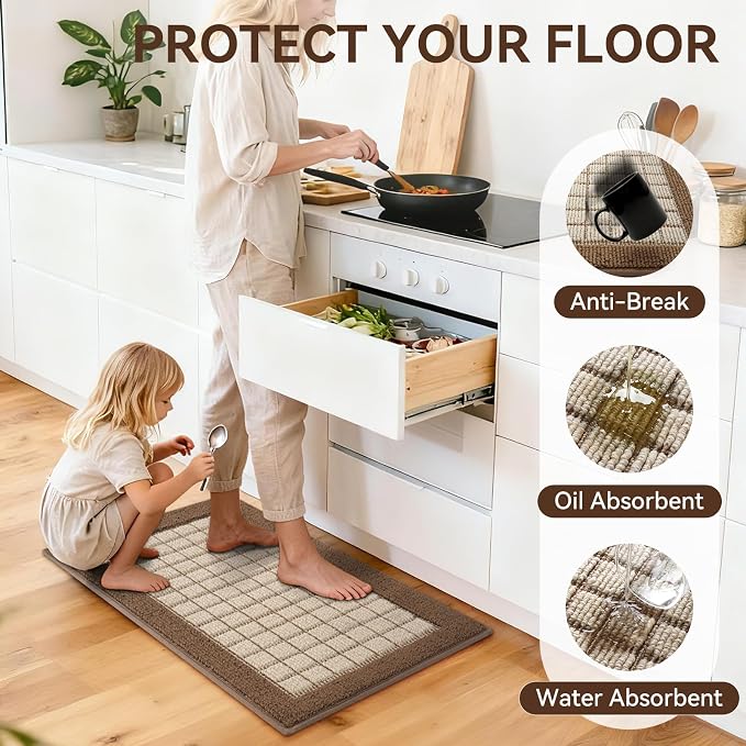 Kitchen Mats for Floor 17"x47", Non-Slip Washable Kitchen Rugs, Absorbent and - Image 3