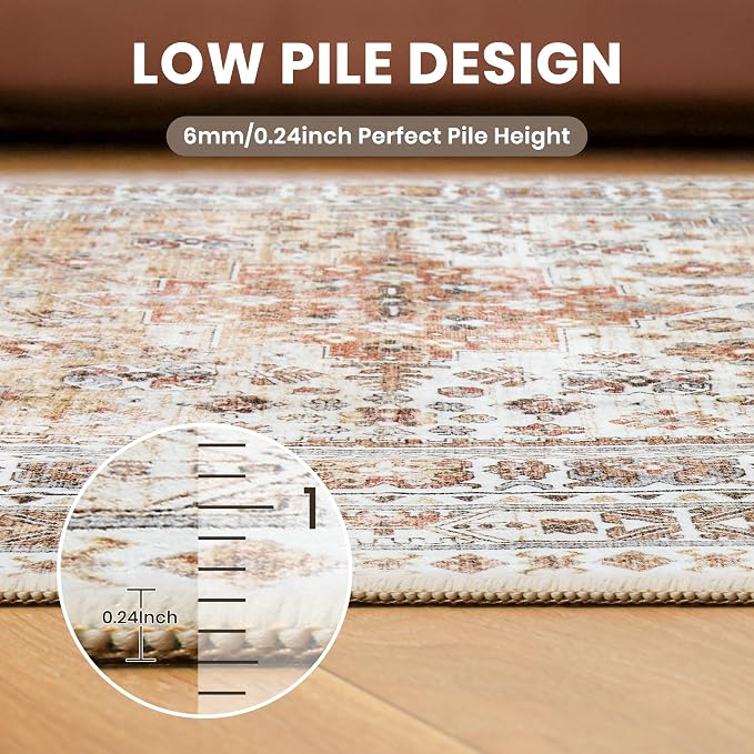 zesthome 2x6 Runner Rug for Hallways, Machine Washable Rug, Non Slip Vintage - Image 7