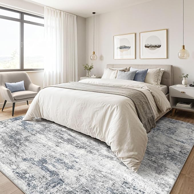 10x14 Area Rugs Living Room: Washable Large Abstract Neutral Modern Soft Rugs - Image 4