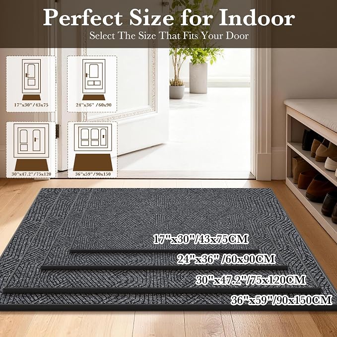 Indoor Door Mat 30"x47" Large, Low-Profile Welcome Front Door Mat Indoor - Image 2
