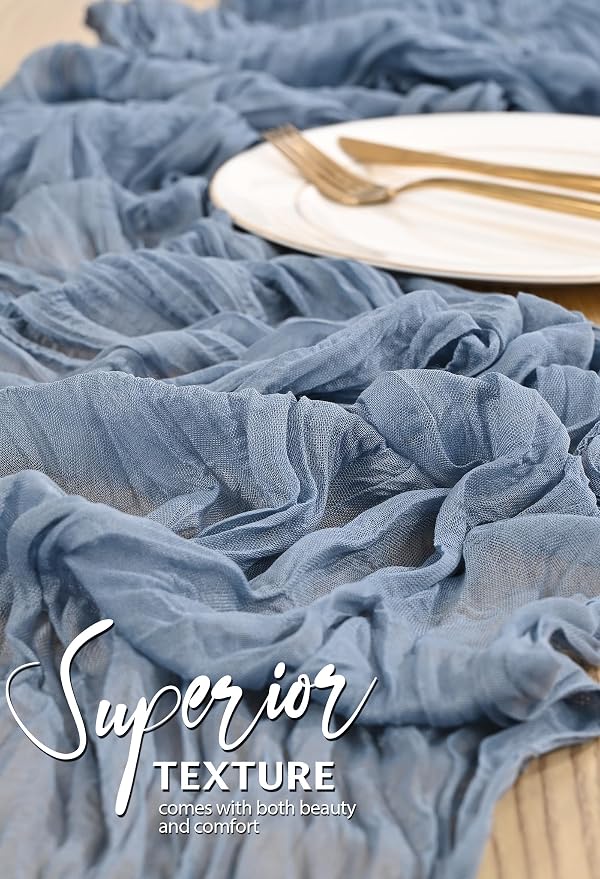 4 Pack Cheesecloth Table Runner 10FT Dusty Blue Table Runner Boho Gauze Cheese - Image 4