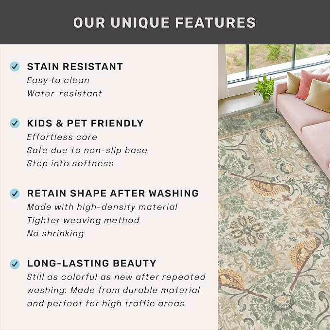 Boho Dining Room Rugs for Under Table 9x12 - Image 7
