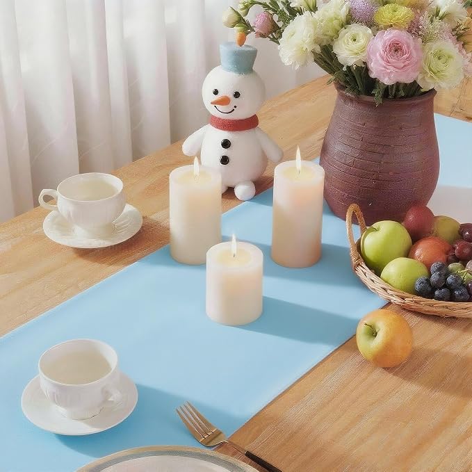 Baby Blue Table Runner, Waterproof Washable Runners 72 Inches Long | Reusable - Image 6