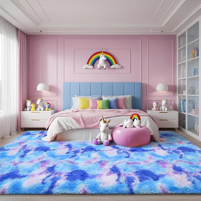 AROGAN Soft Rainbow Area Rugs for Girls Room 4x6 Feet, Fluffy Cute Colorful - Image 7