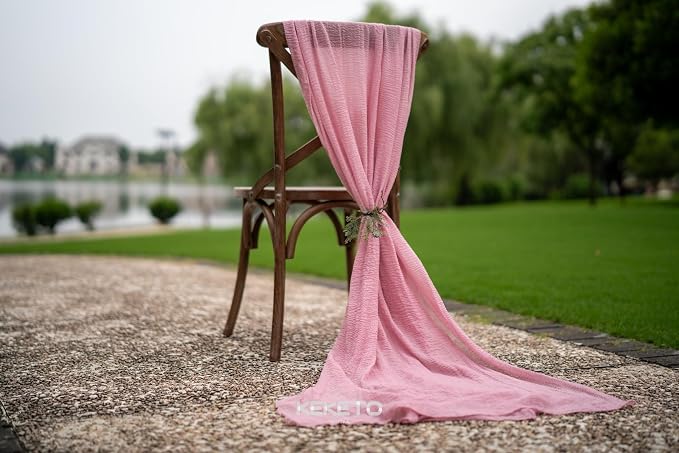 6Pcs Dusty Rose Cheesecloth Table Runner 120 Inches - Image 6