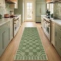 GarveeHome 2.5×8 Kitchen Runner Rug Non Slip, Moss Green Checkered Rug by GarveeHome