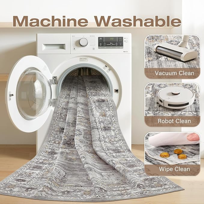 Washable 5x7 Area Rug for Living Room - Image 2