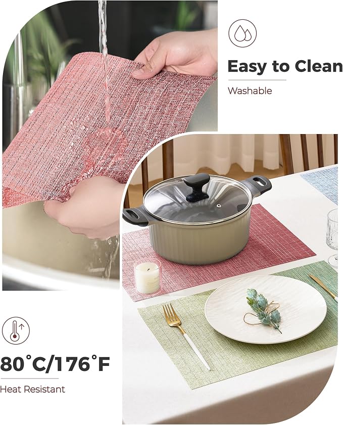 Leetaltree Gradient Pink Woven Placemats Set of 12 - Image 5