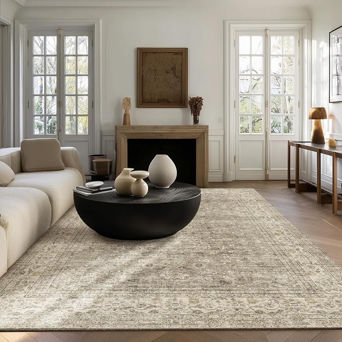 Machine Washable Rugs for Living Room: 5x7 Area Rugs for Bedroom Vintage Stain - Image 2