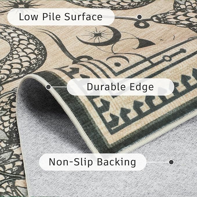 DCX Washable 8x10 Snake Rug, Soft Low Pile Carpet, Kid & Pet Friendly - Image 6