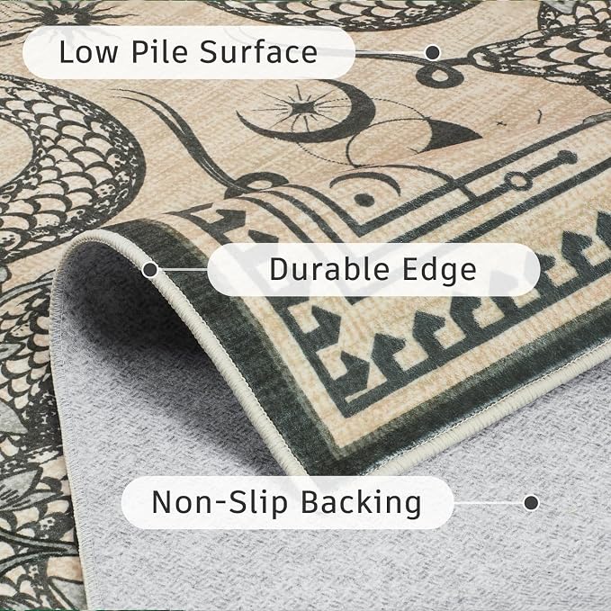 DCX Washable 5x7 Snake Rug, Soft Low Pile Carpet, Kid & Pet Friendly - Image 6