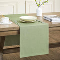 Basic Linen Style Table Runner, 14x48 Inch Sage Green | Mitered Corner Design by ZEEMARTONLINE